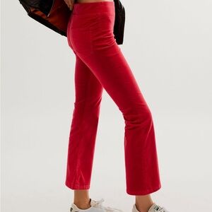 Free People In My Feelings Velvet Crop Slim Flare Trousers